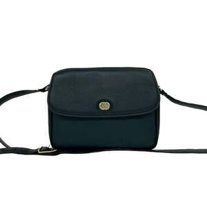 GUCCI (Old Gucci) GG Logo Gold Hardware Leather Shoulder Bag/Pouch Navy Blue ...